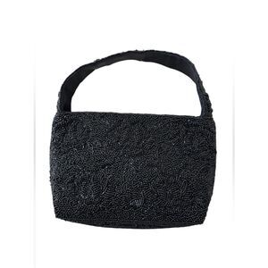 Vintage La Regale Black Beaded Evening Handbag